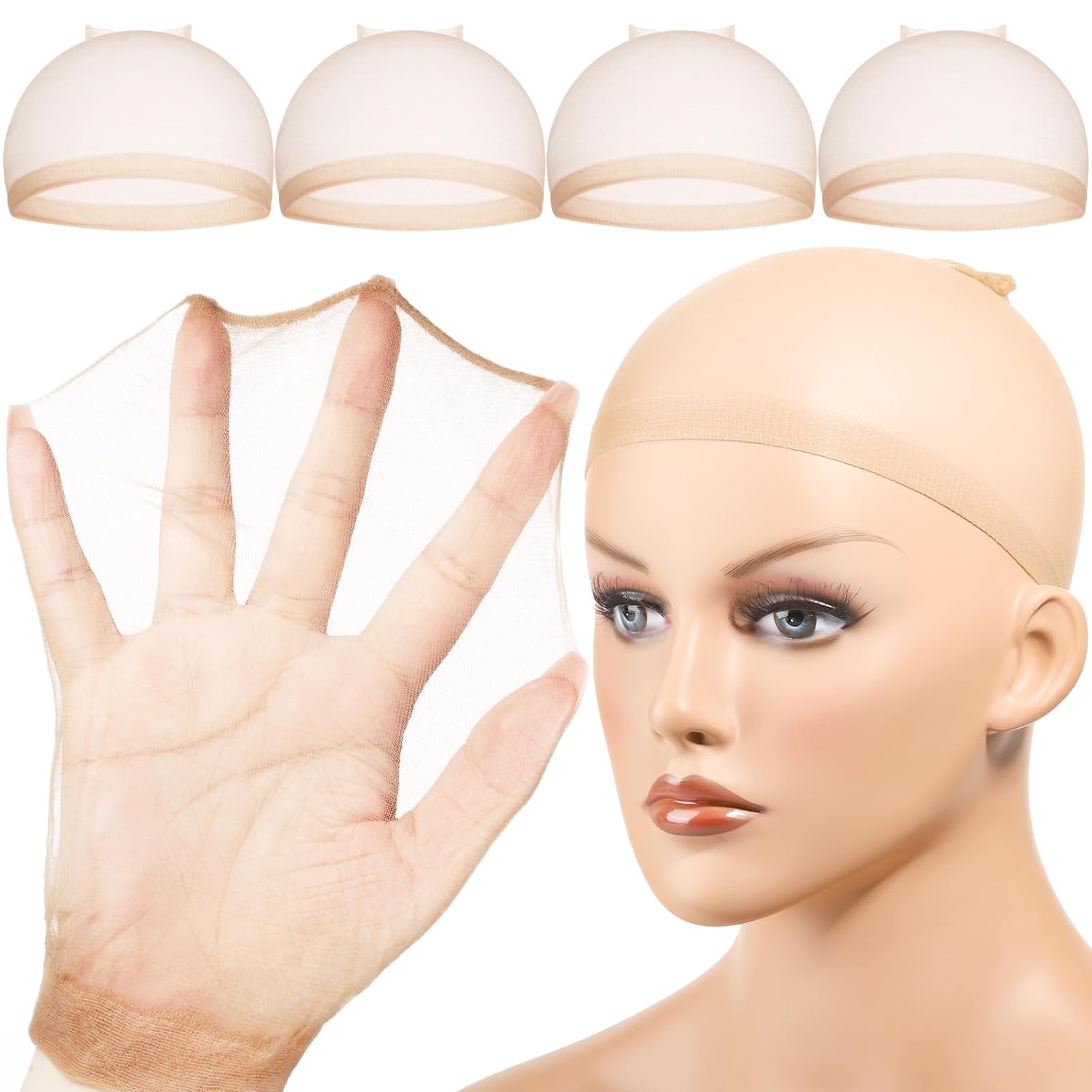 Wig Cap Stocking - 4/12 шт. вентилируемая нейлоновая сетка телесного